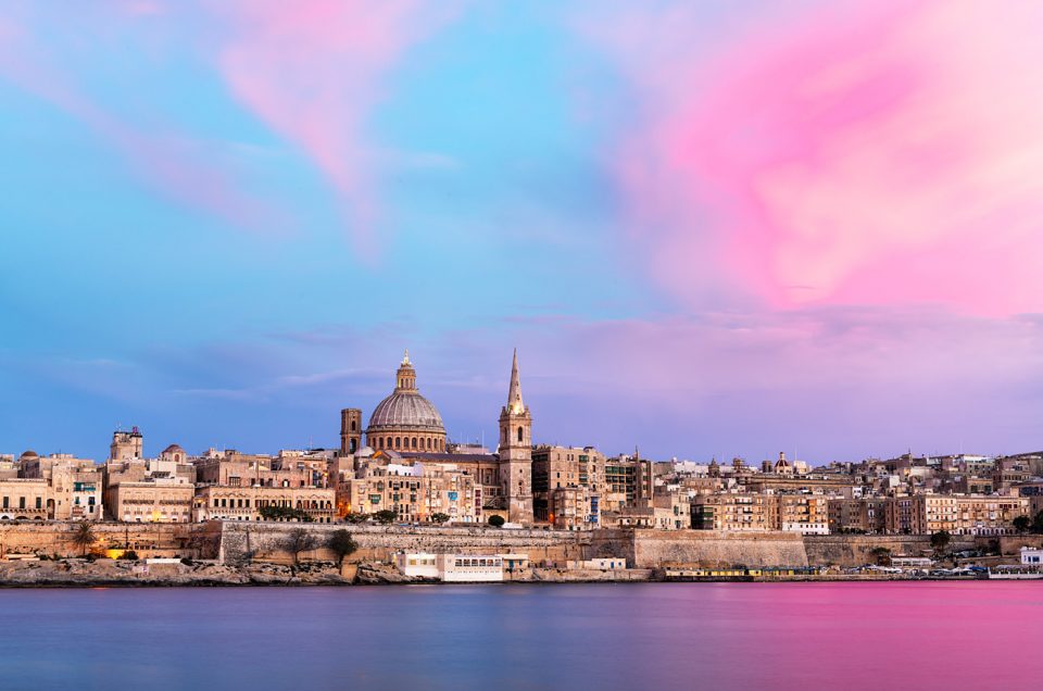 Pink skies above Valletta